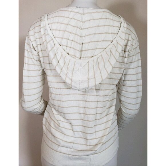 Lafayette 148 Hooded Sweater Womens S Lightweight White Stripe Wool Blend Resort - Picture 4 of 10